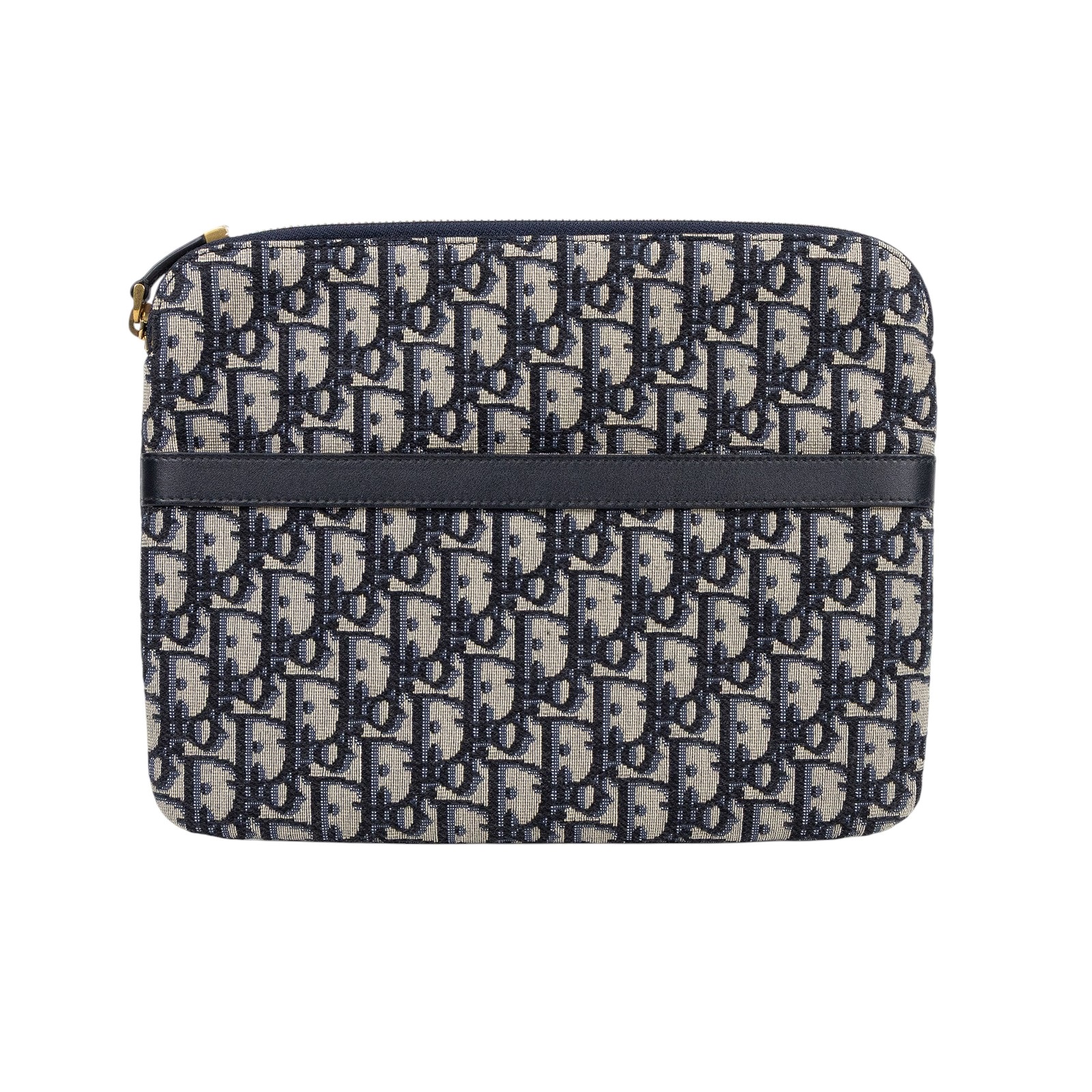 迪奧 CHRISTIAN DIOR DiorTravel 旅行套組 S5476CTZQ 藍黑緹花手拿包 防塵袋