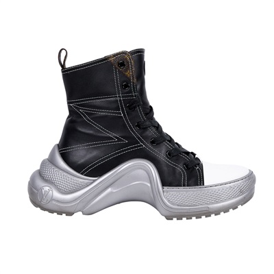 路易威登 LOUIS VUITTON Arclight 高筒球鞋 MA1108 黑皮革高筒帆布#38 原廠盒子/防塵袋2/替換鞋帶