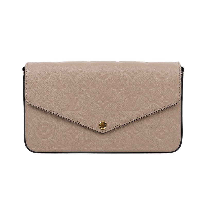 路易威登 LOUIS VUITTON Félicie Pochette 壓花皮格 WOC 翻蓋 斜背 鍊帶 肩背包 米色 M82609 晶片款  原廠盒子/防塵袋/背帶/內袋2