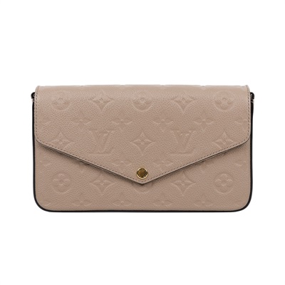 路易威登 LOUIS VUITTON Félicie Pochette 壓花皮格 WOC 翻蓋 斜背 鍊帶 肩背包 米色 M82609 晶片款  原廠盒子/防塵袋/背帶/內袋2