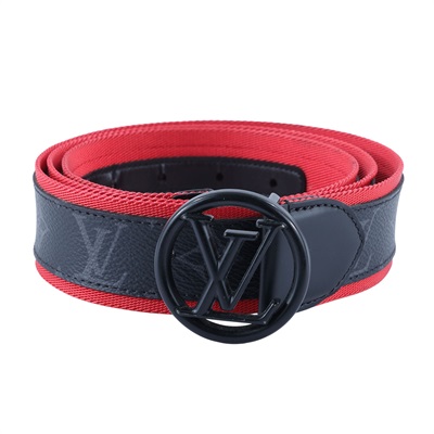 路易威登 LOUIS VUITTON Circle 40mm 皮帶 M0131S 紅黑LOGO皮帶#100 原廠盒子/防塵袋