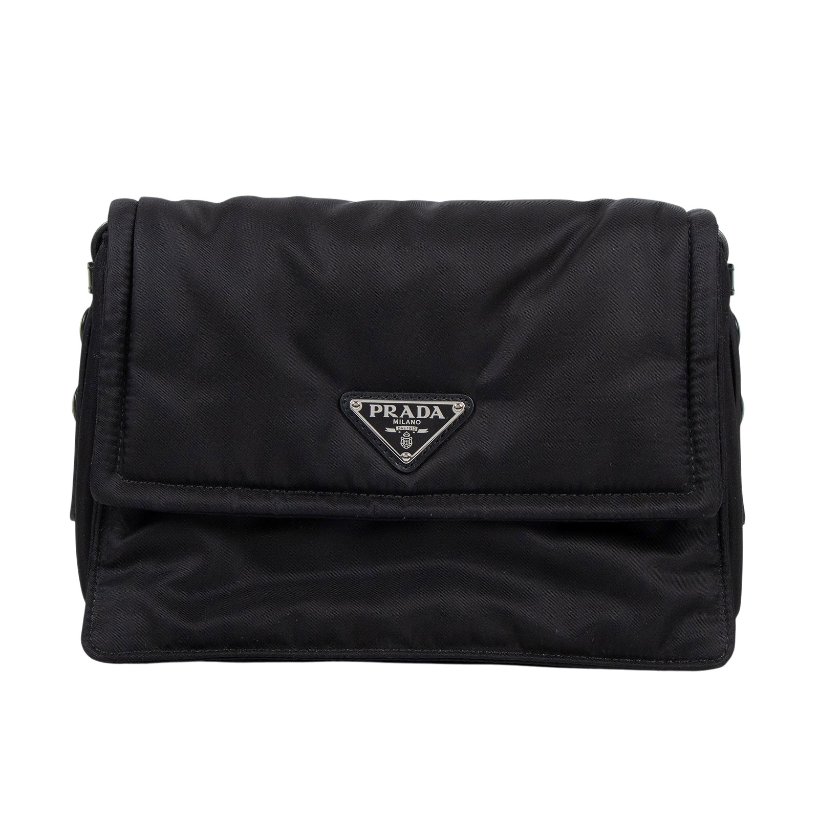 普拉達 PRADA Re-Nylon 小號 夾棉 肩背袋 1BD313_RDLN 黑尼龍郵差方包 防塵袋/背帶/保證卡