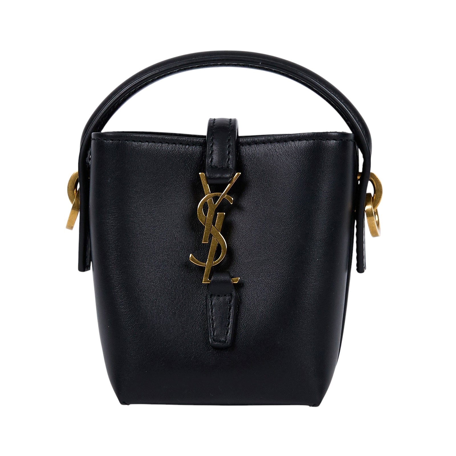 聖羅蘭 YSL SAINT LAURENT le 37 亮面皮革手袋 迷你 金色五金 7782532R20W  原廠盒子/防塵袋/背帶/購買證明