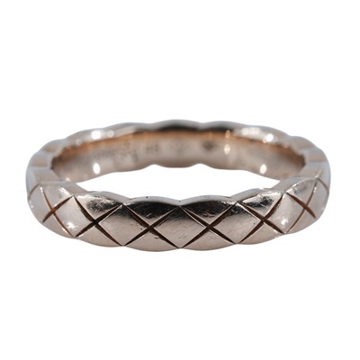 香奈兒 CHANEL Coco Crush 菱格紋圖騰 窄版 戒指 J1178548J11785/B66581 18K米色金COCO CRUSH窄版戒指 #48 原廠盒子/保書