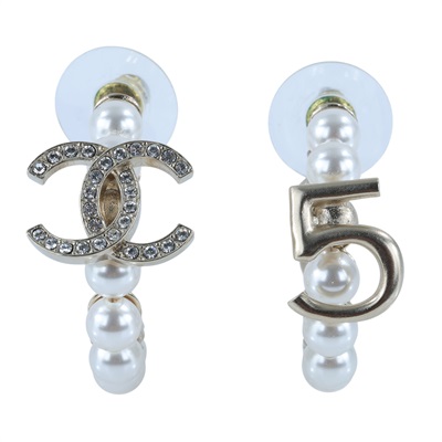 香奈兒 CHANEL 金色 水鑽 珍珠 耳環 A21S 水鑽珍珠耳環 無附屬品