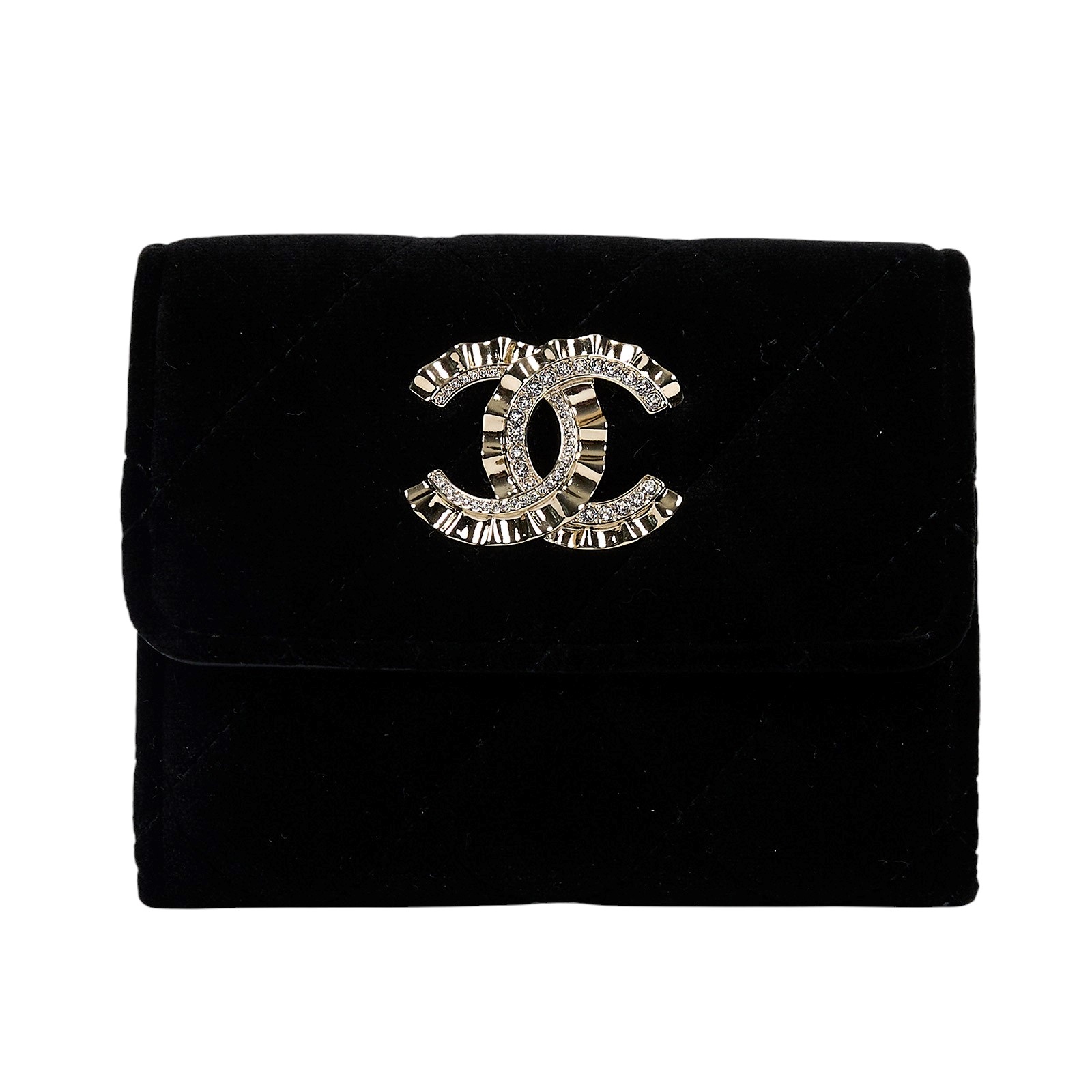 香奈兒 CHANEL VIC禮 零錢包  31開黑絲絨短夾 原廠盒子/防塵袋/保證卡