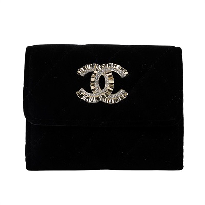 香奈兒 CHANEL VIC禮 零錢包  31開黑絲絨短夾 原廠盒子/防塵袋/保證卡