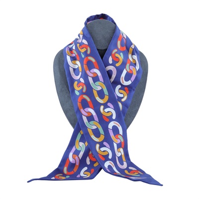 香奈兒 CHANEL 絲巾  藍鎖鏈TWILLY 原廠盒子