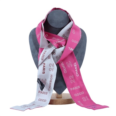 香奈兒 CHANEL Twilly 粉 細版 絲巾 髮帶 CHB070119 粉白TWILLY 原廠盒子