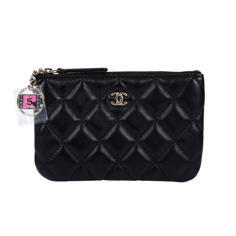 香奈兒 CHANEL 手拿包 隨身包 零錢包 小皮件  31開黑金羊拉鍊零錢包 原廠盒子/保證卡