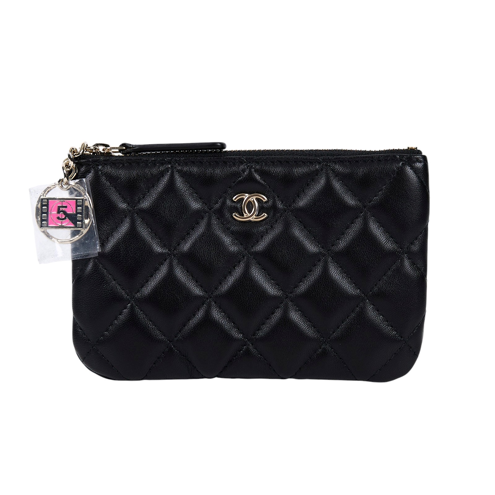 香奈兒 CHANEL 手拿包 隨身包 零錢包 小皮件  31開黑金羊拉鍊零錢包 原廠盒子/保證卡