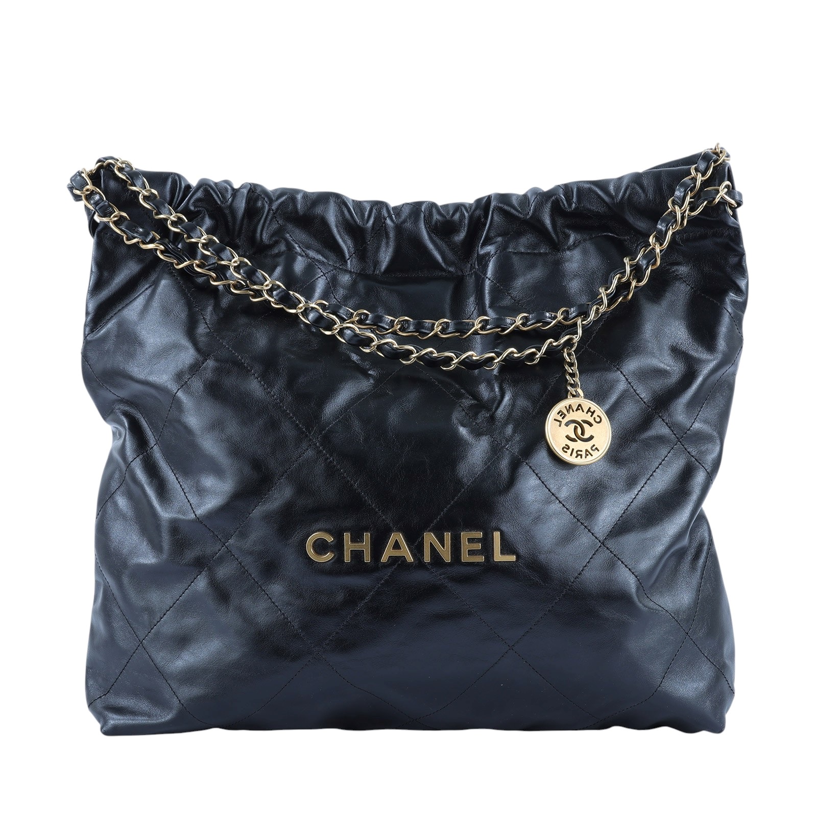 香奈兒 CHANEL 22 中型 束口包 AS3261 B08037 晶片款 黑金22BAG 中號 原廠盒子/防塵袋/購買證明/發票