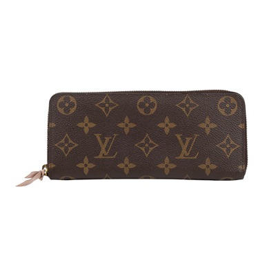 路易威登 LOUIS VUITTON Clémence 錢包 拉鍊 長夾 經典帆布 紫紅色 M60742 晶片款 原花Clémence拉鍊長夾 原廠盒子/防塵袋
