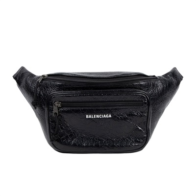 巴黎世家 BALENCIAGA Explorer Arena 腰包 5295501VG87 黑油蠟皮腰包 防塵袋/購買證明