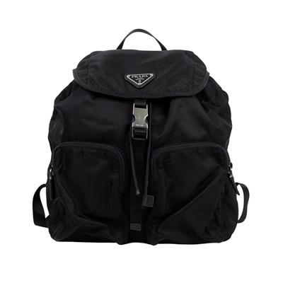 普拉達 PRADA Re-Nylon 後背包 1BZ070_ZOT 黑尼龍後背包 無附屬品