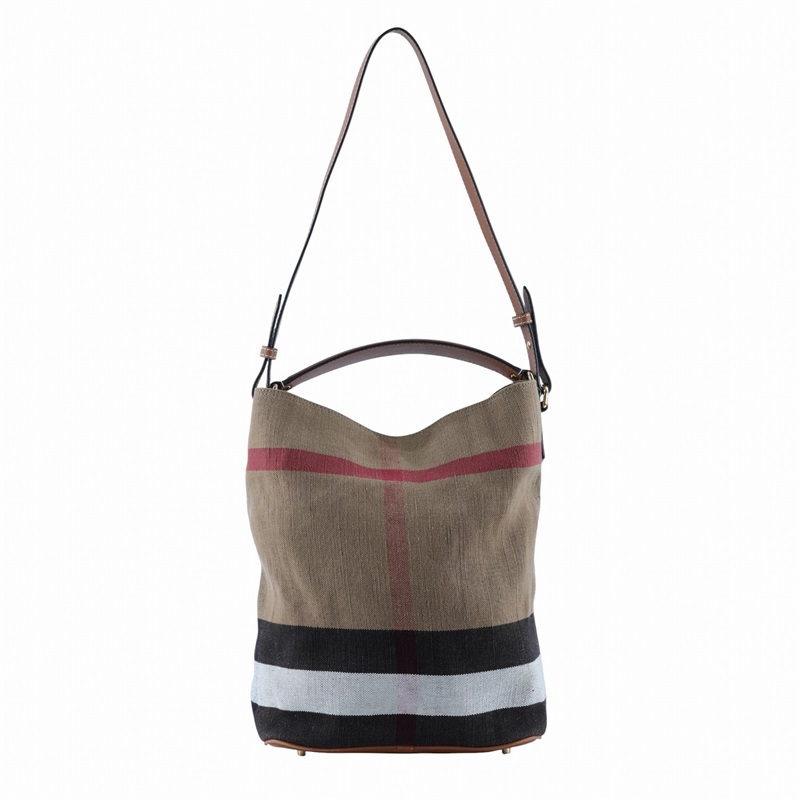 博柏利 BURBERRY The Ashby 格紋 水桶包 39457421 棕格紋帆布水桶包 內袋