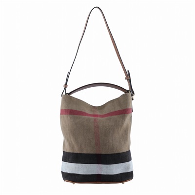 博柏利 BURBERRY The Ashby 格紋 水桶包 39457421 棕格紋帆布水桶包 內袋