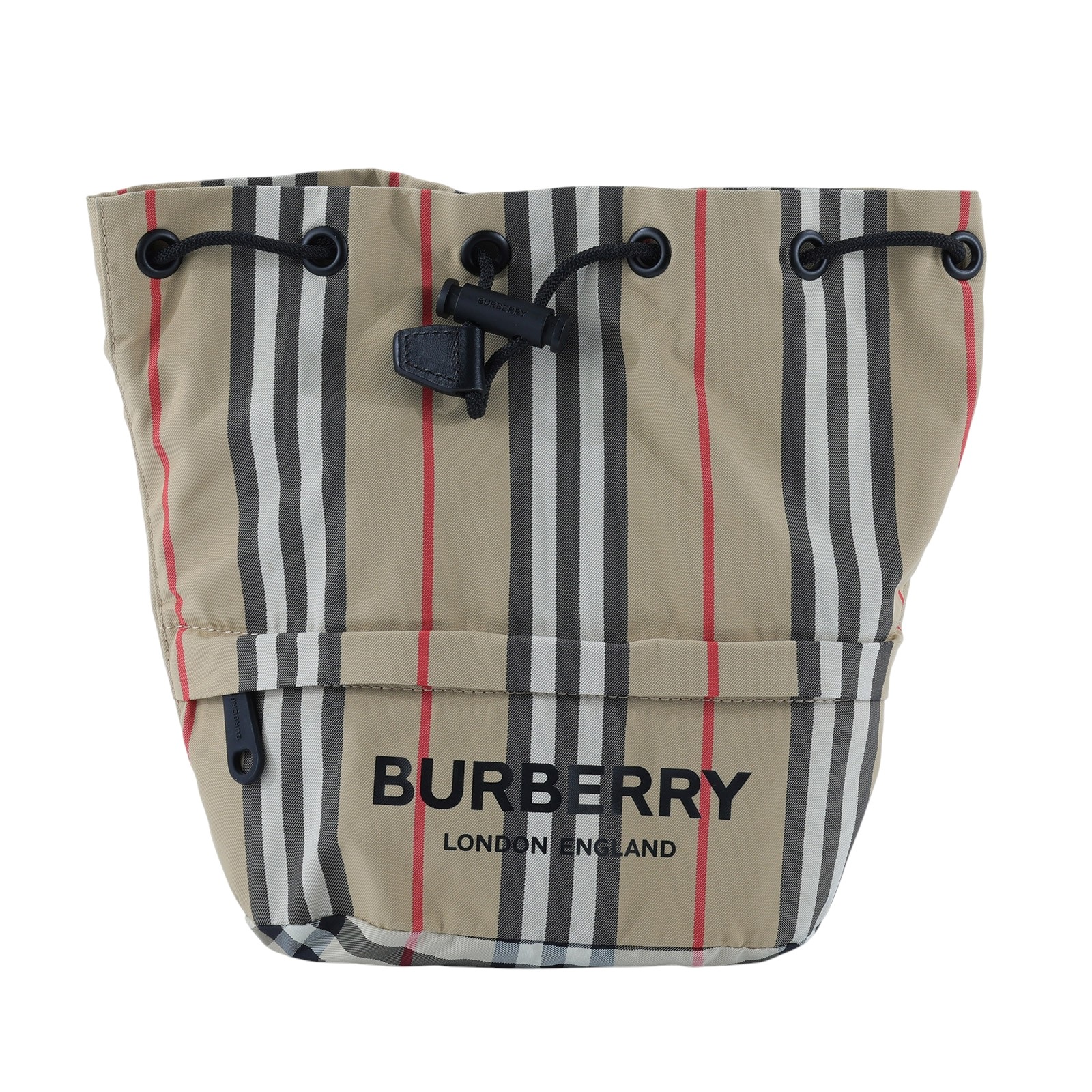 博柏利 BURBERRY Phoebe Pouch 束口 水桶包 80267371 格紋尼龍水桶包 無附屬品