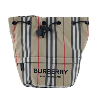 博柏利 BURBERRY Phoebe Pouch 束口 水桶包 80267371 格紋尼龍水桶包 無附屬品