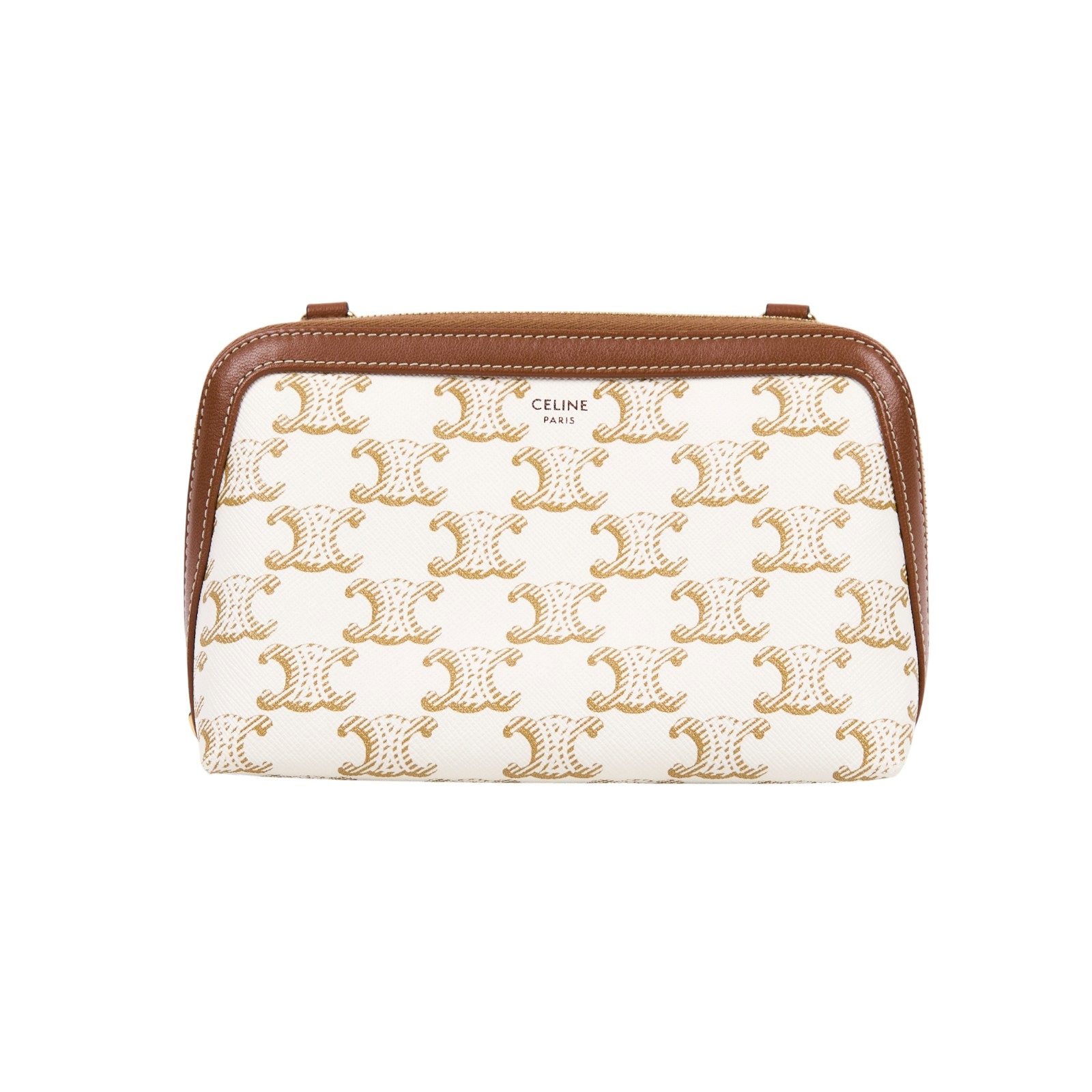 思琳 CELINE 標誌印花飾鍊 手提包 10E382CBX 白TRIUMPH貝殼鍊包 無附屬品