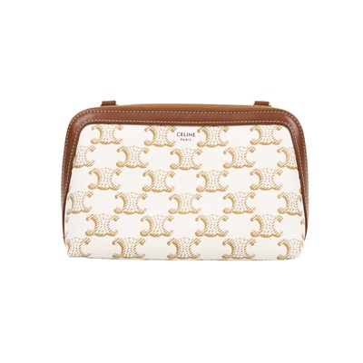 思琳 CELINE 標誌印花飾鍊 手提包 10E382CBX 白TRIUMPH貝殼鍊包 無附屬品