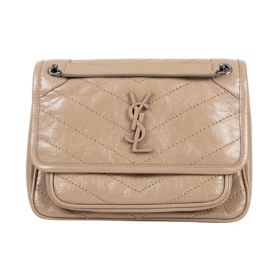 聖羅蘭 YSL SAINT LAURENT Niki 復古小牛皮 Baby 斜背 翻蓋包 5330370EN04 奶茶NIKI BABY肩背包 防塵袋