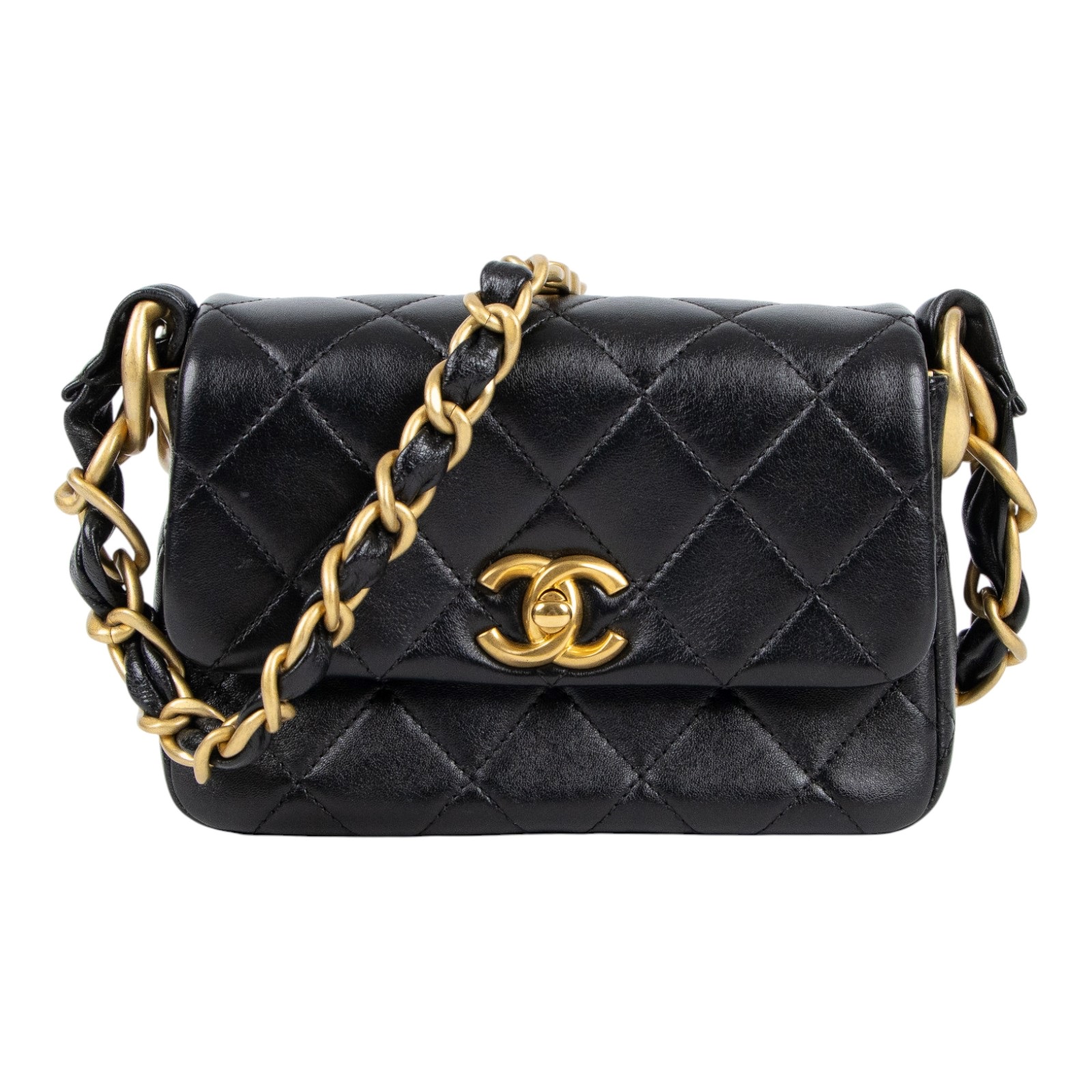 香奈兒 CHANEL 手提 方胖 口蓋包 AS4883 B16635 晶片款 黑金粗練方胖 原廠盒子/防塵袋/購買證明/發票