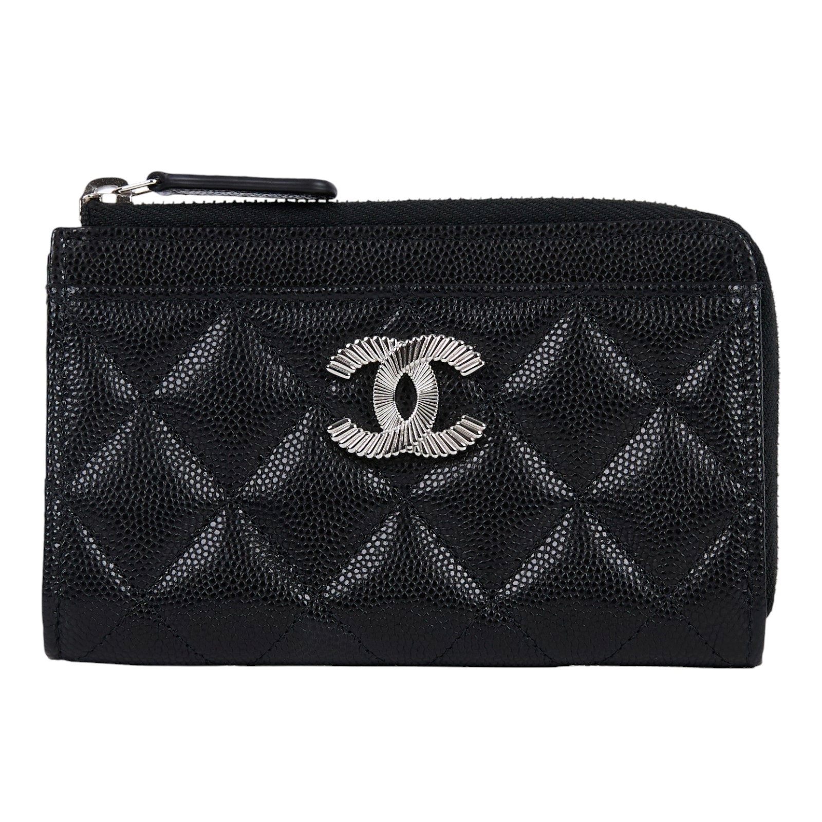 香奈兒 CHANEL 卡夾 拉鍊零錢包 AP4336 晶片款 黑銀荔枝L拉鍊零錢包 防塵袋