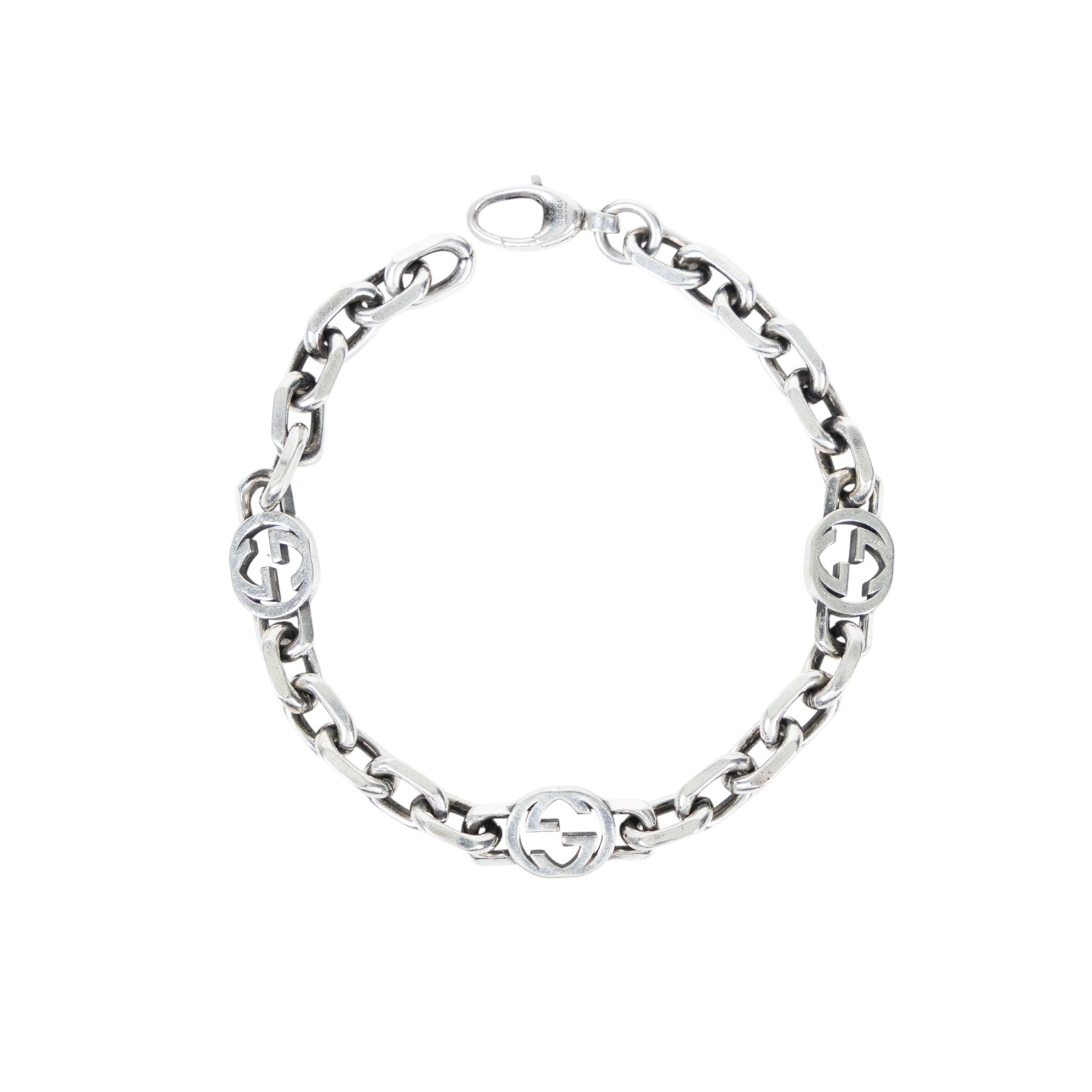 古馳 GUCCI Interlocking G 手鏈 620798 J8400_18 925銀GG手鍊#18 原廠盒子/防塵袋