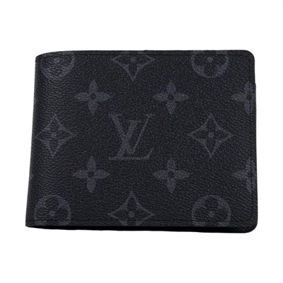 路易威登 LOUIS VUITTON Multiple Eclipse帆布 錢包 短夾 M61695 晶片款 黑原花對折短夾 原廠盒子/防塵袋