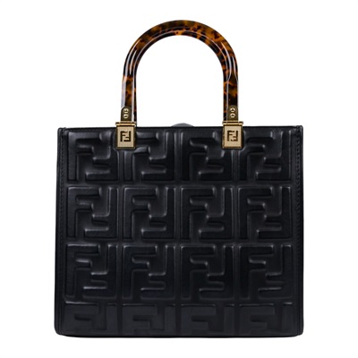 芬迪 FENDI Sunshine 小型 皮革 手提袋 8BH394AMCY 黑皮革壓紋SUNSHINE托特包 SMALL 防塵袋/背帶
