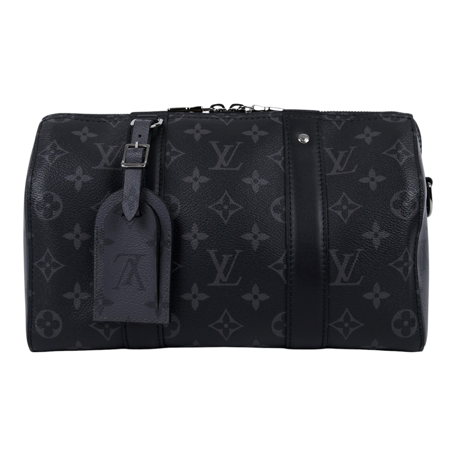 路易威登 LOUIS VUITTON City Keepall Eclipse帆布 拉鍊 斜背包 黑色 M45936 晶片款  原廠盒子/防塵袋/背帶/吊牌