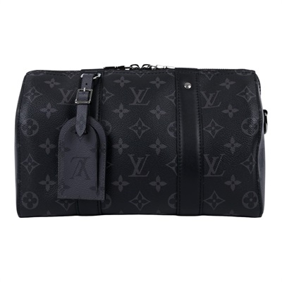 路易威登 LOUIS VUITTON City Keepall Eclipse帆布 拉鍊 斜背包 黑色 M45936 晶片款  原廠盒子/防塵袋/背帶/吊牌