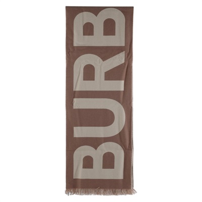 博柏利 BURBERRY LOGO 羊毛提花圍巾 Birch Brown 80571481 深咖拼淺咖LOGO圍巾 原廠盒子
