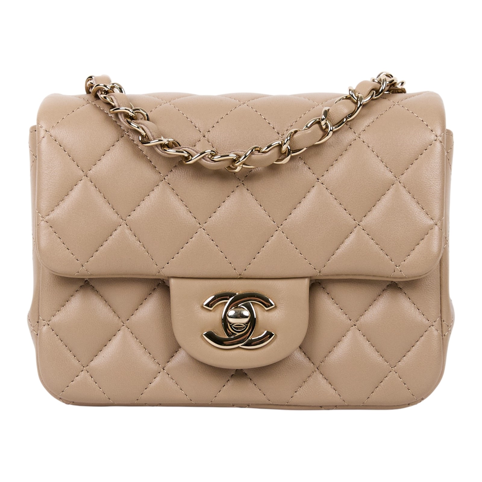 香奈兒 CHANEL CC logo 金球 方胖 肩背 斜背 口蓋包 AS1786 31開 奶茶金釦方胖 原廠盒子/防塵袋/保證卡