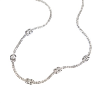 香奈兒 CHANEL CC LOGO 項鍊 A25 V 銀色雙C項鍊 原廠盒子/內襯