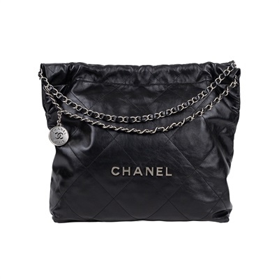 香奈兒 CHANEL 22 中型 束口包 AS3261 B08872 晶片款 黑銀22BAG 中號 防塵袋/內袋/購買證明