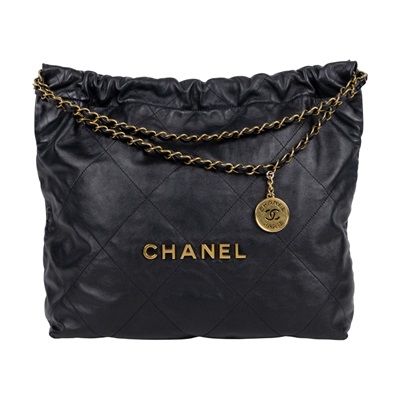 香奈兒 CHANEL 22 中型 束口包 AS3261 晶片款 黑金22包中號 內袋