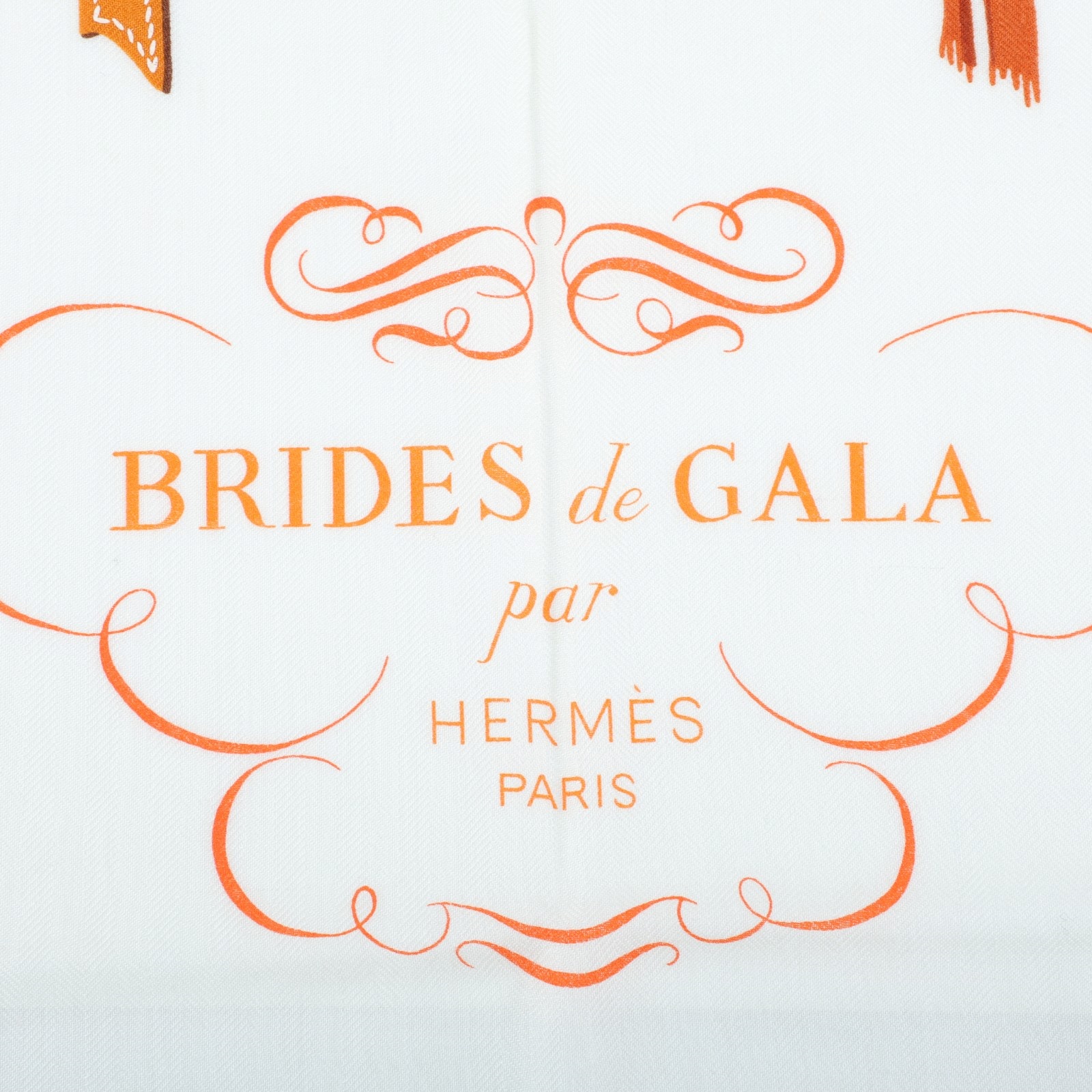 愛馬仕 Hermes Twilly 圍巾 140   橘白底馬鞍喀什米爾圍巾140140 原廠盒子