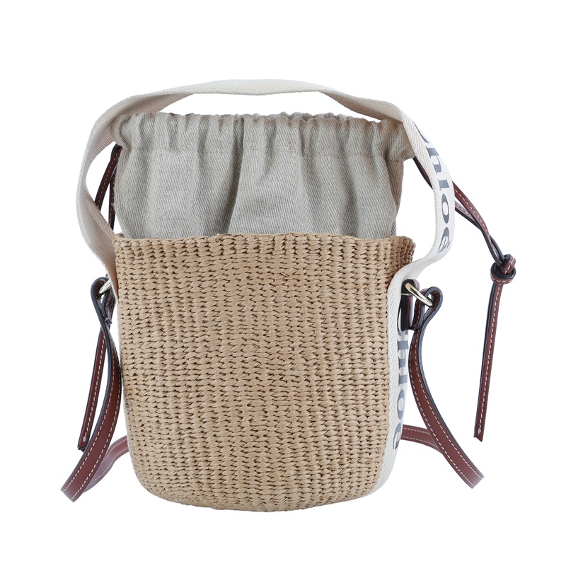 蔻依 CHLOE Woody Small 手提包 CH22SS381G55101 MIFUKO 草編水桶包 防塵袋/購買證明/保證卡