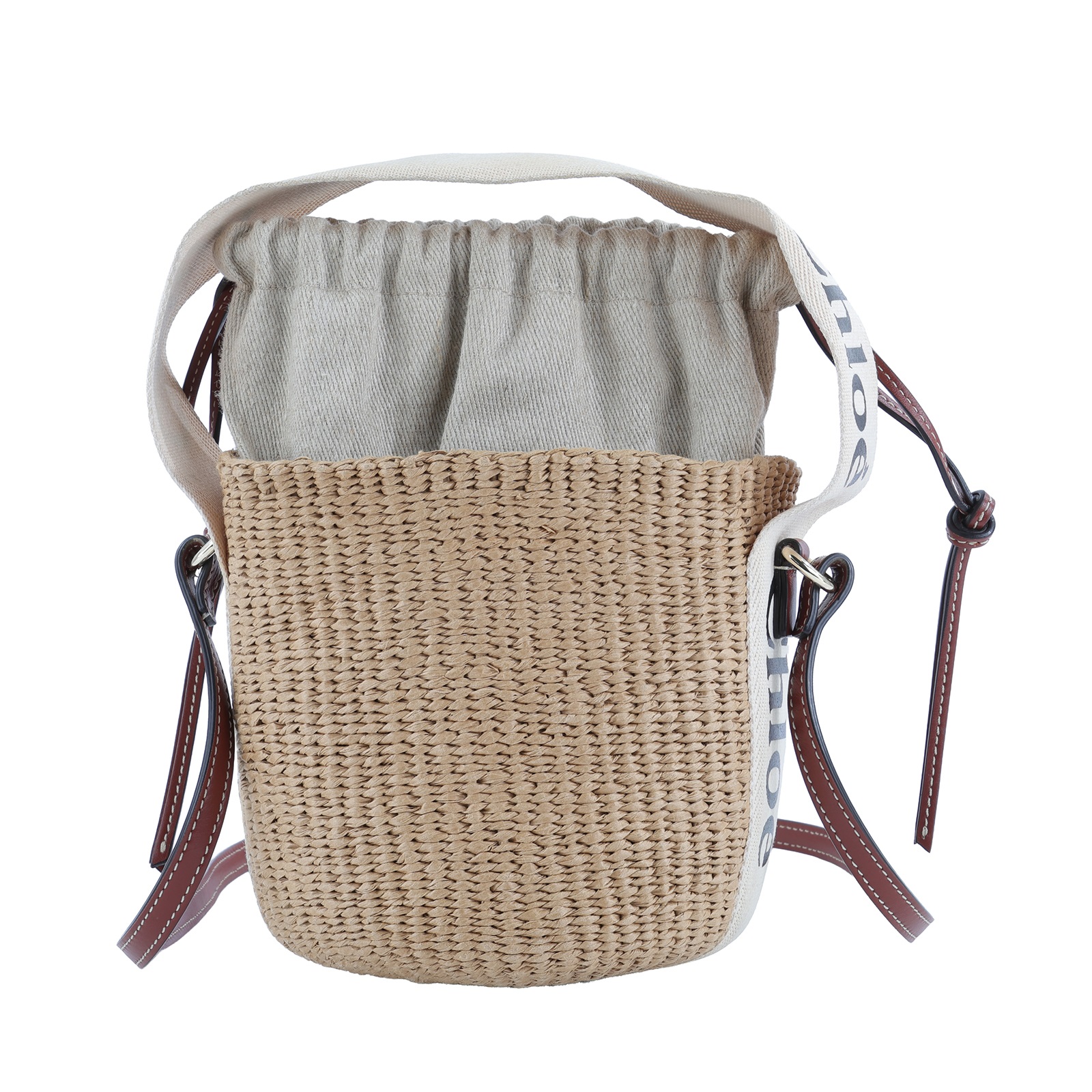 蔻依 CHLOE Woody Small 手提包 CH22SS381G55101 MIFUKO 草編水桶包 防塵袋/購買證明/保證卡