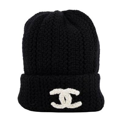 香奈兒 CHANEL CC LOGO 針織 毛帽 帽子 AAA398 黑雙C毛帽 無附屬品