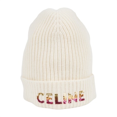 思琳 CELINE 針織帽 2A07Z666Q 白色亮片毛帽 #TU 無附屬品