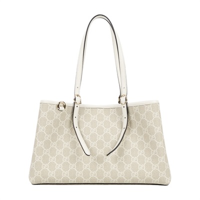 古馳 GUCCI GG Emblem 中型 托特包 815214 FAD6L 白GG Emblem系列托特包 中號 原廠盒子/防塵袋/背帶/購買證明