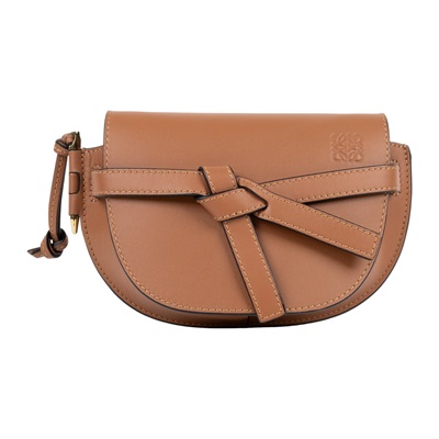 羅意威 LOEWE Mini Gate Dual bag 迷你 小牛皮 肩背包 帆布背帶 A650N46X13 棕色MINI GATE帆布背帶 防塵袋