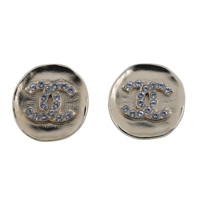 香奈兒 CHANEL CC LOGO 水鑽 項鍊 鎖骨鍊 F21K 金色雙C水鑽耳環 原廠盒子/內襯