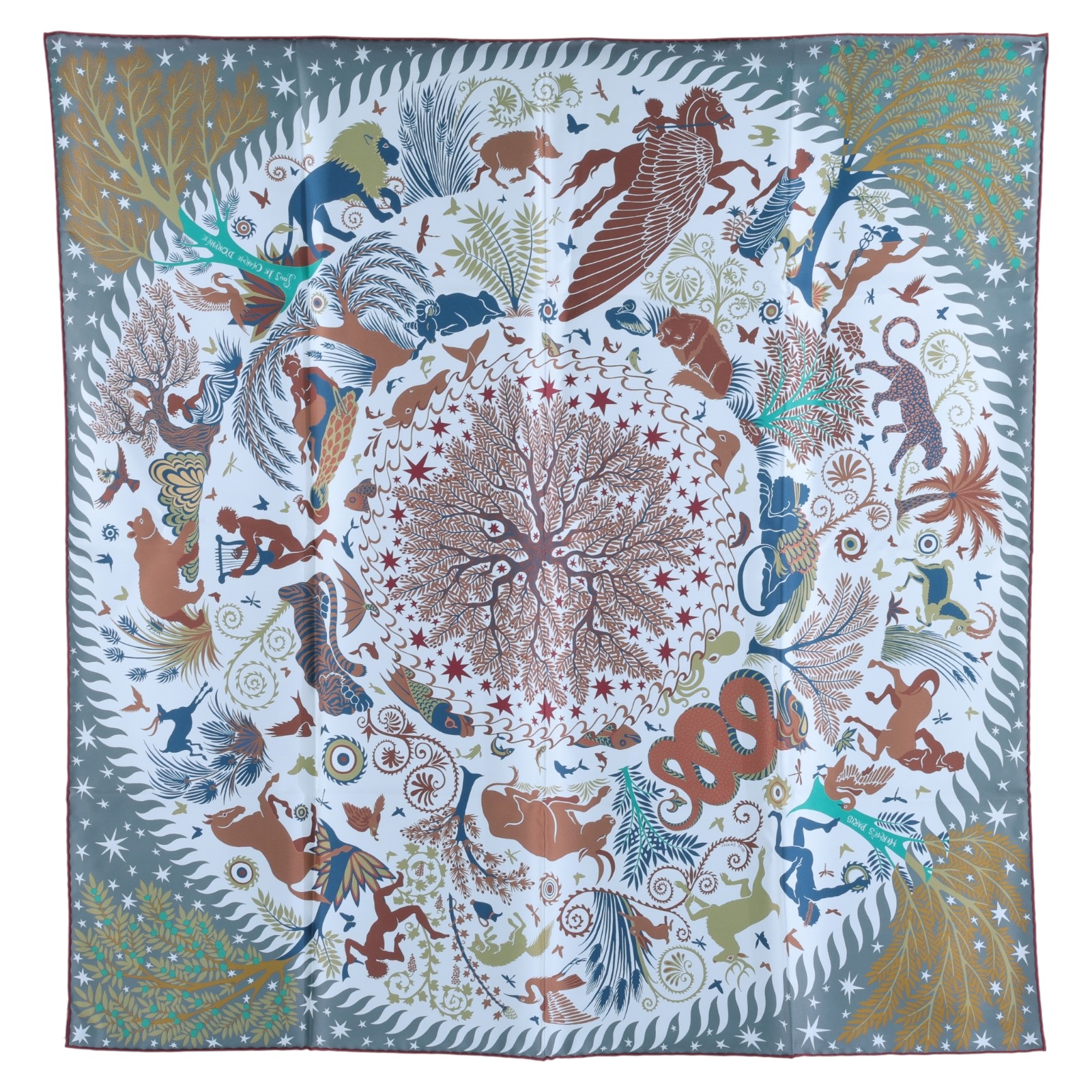 愛馬仕 Hermes Sous le Charme scarf 90 絲巾 H903702Sv02 903702S  原廠盒子