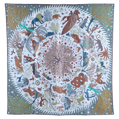 愛馬仕 Hermes Sous le Charme scarf 90 絲巾 H903702Sv02 903702S  原廠盒子