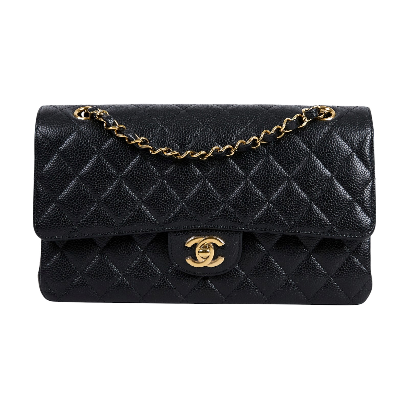 香奈兒 CHANEL CF 經典 11.12 口蓋包 A01112 晶片款 黑金荔枝COCO25 防塵袋/原廠盒子