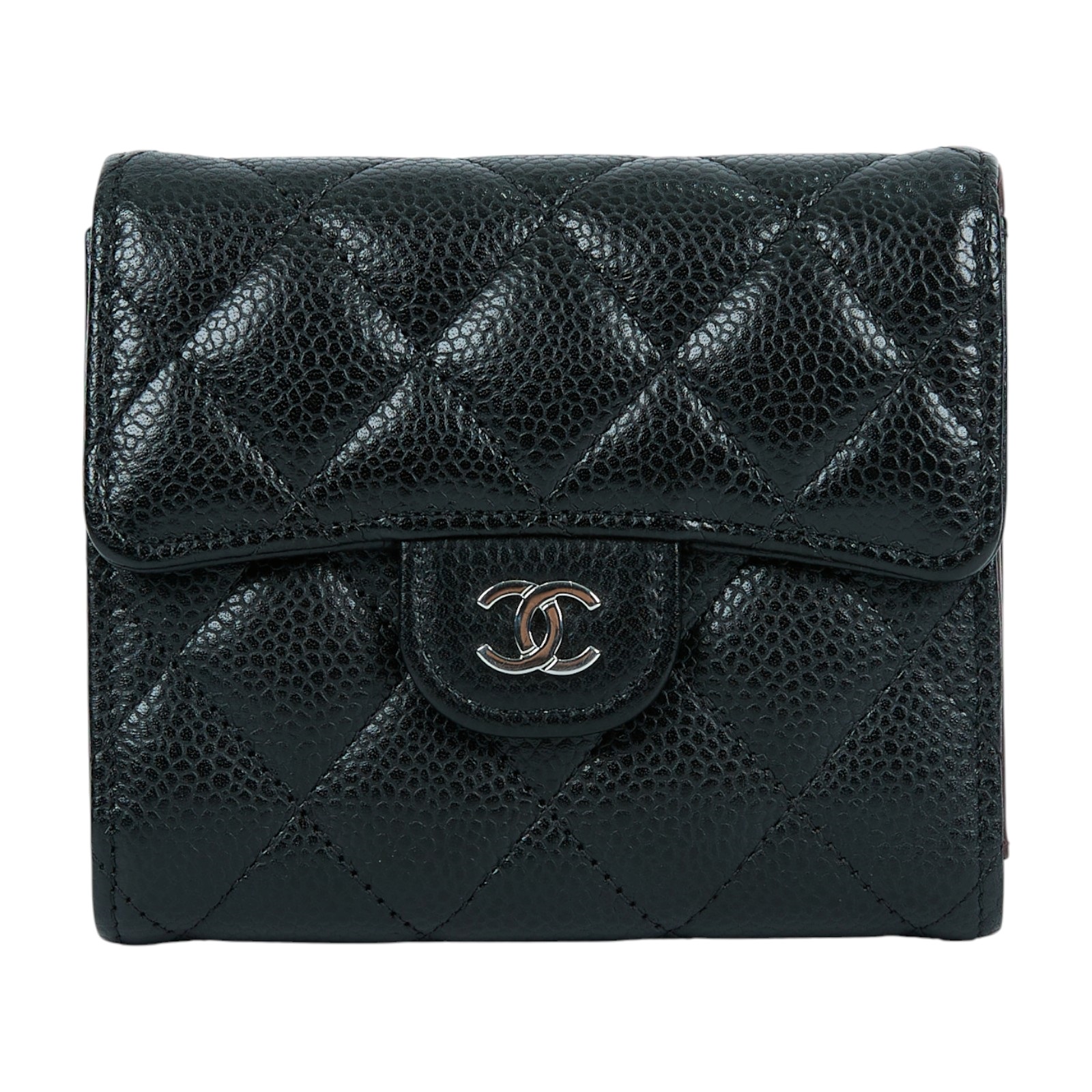 香奈兒 CHANEL 經典 小型 口蓋 皮夾 小牛皮 短夾  AP0231 Y01864 晶片款 黑銀荔枝三折短夾 原廠盒子/防塵袋/購買證明